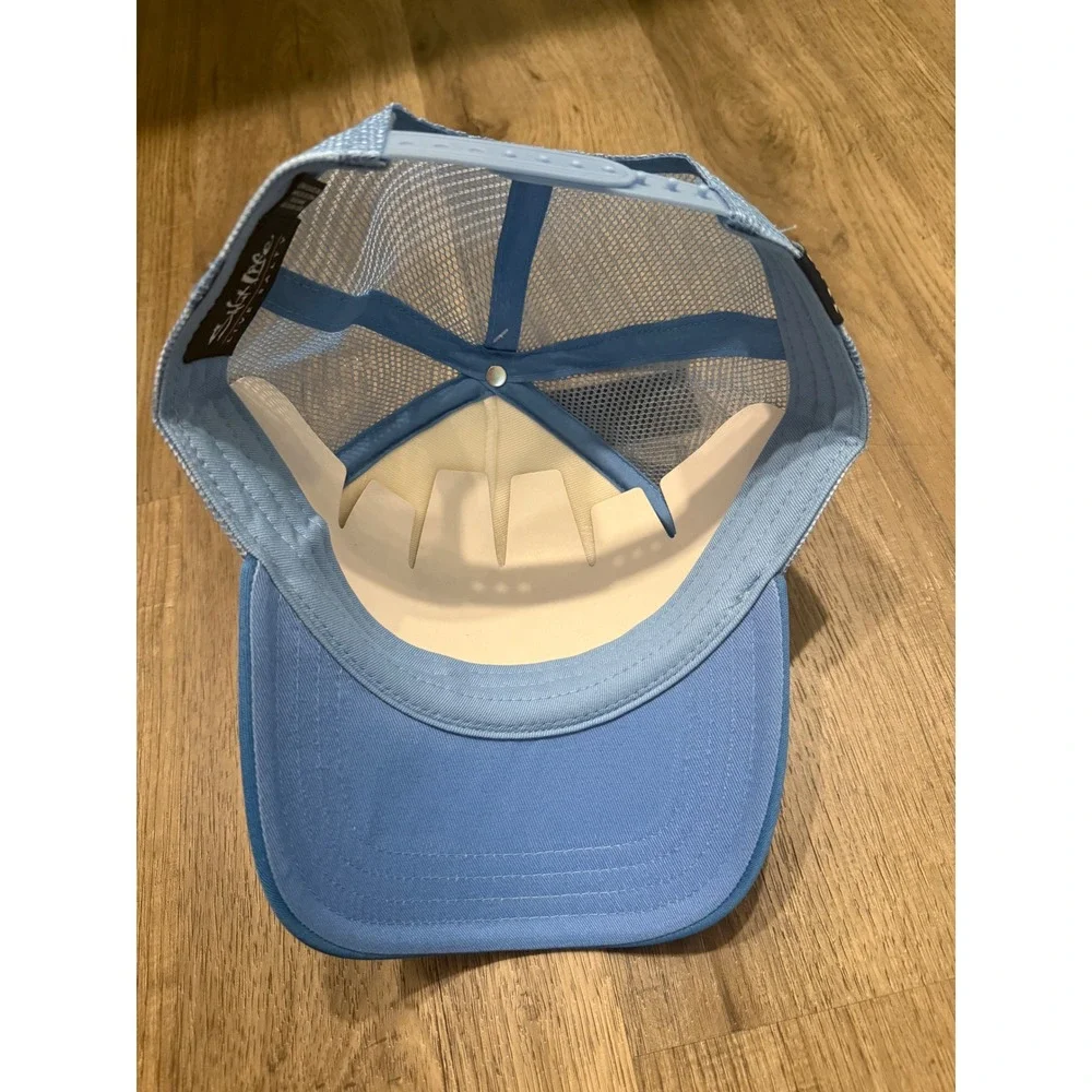 Salt Life Find Your Oasis Trucker Hat Blue White Mesh Snapback Cap Beach NEW
